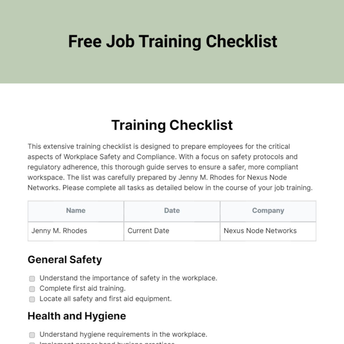 FREE Training Checklist Templates & Examples - Edit Online & Download ...