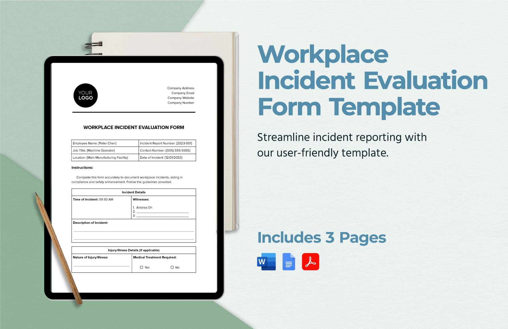 Workplace Incident Evaluation Form Template