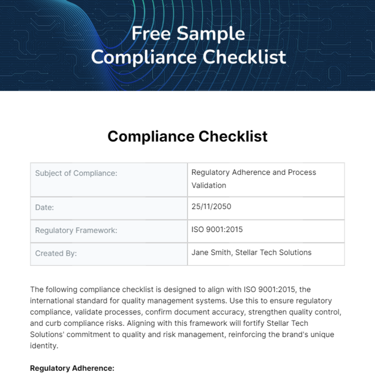 Free Compliance Checklist Templates And Examples Edit Online And Download