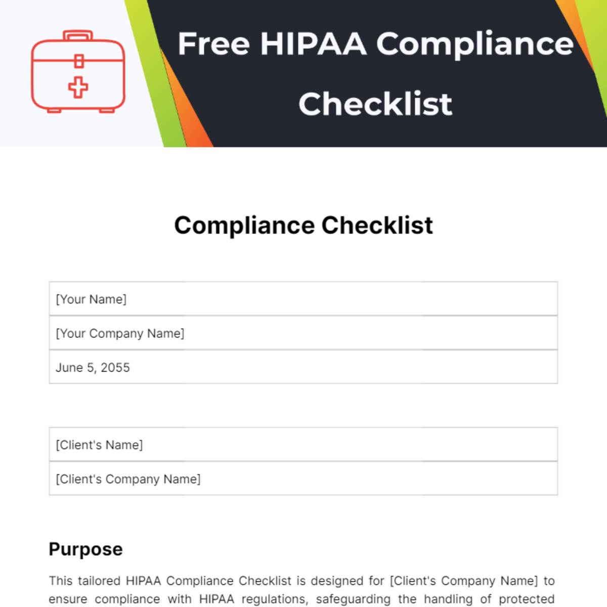 HIPAA Compliance Checklist Template