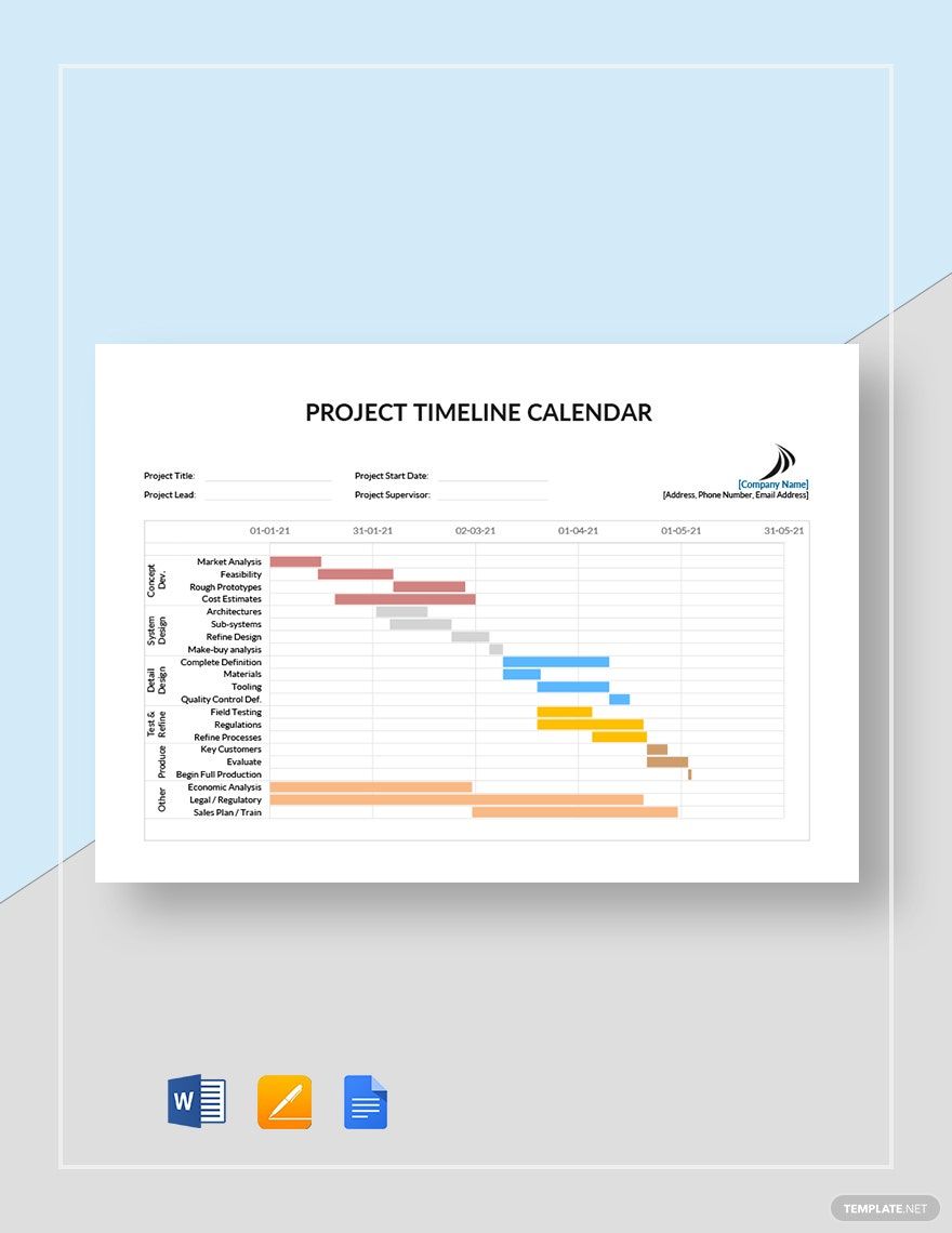 Project Timeline Calendar Template