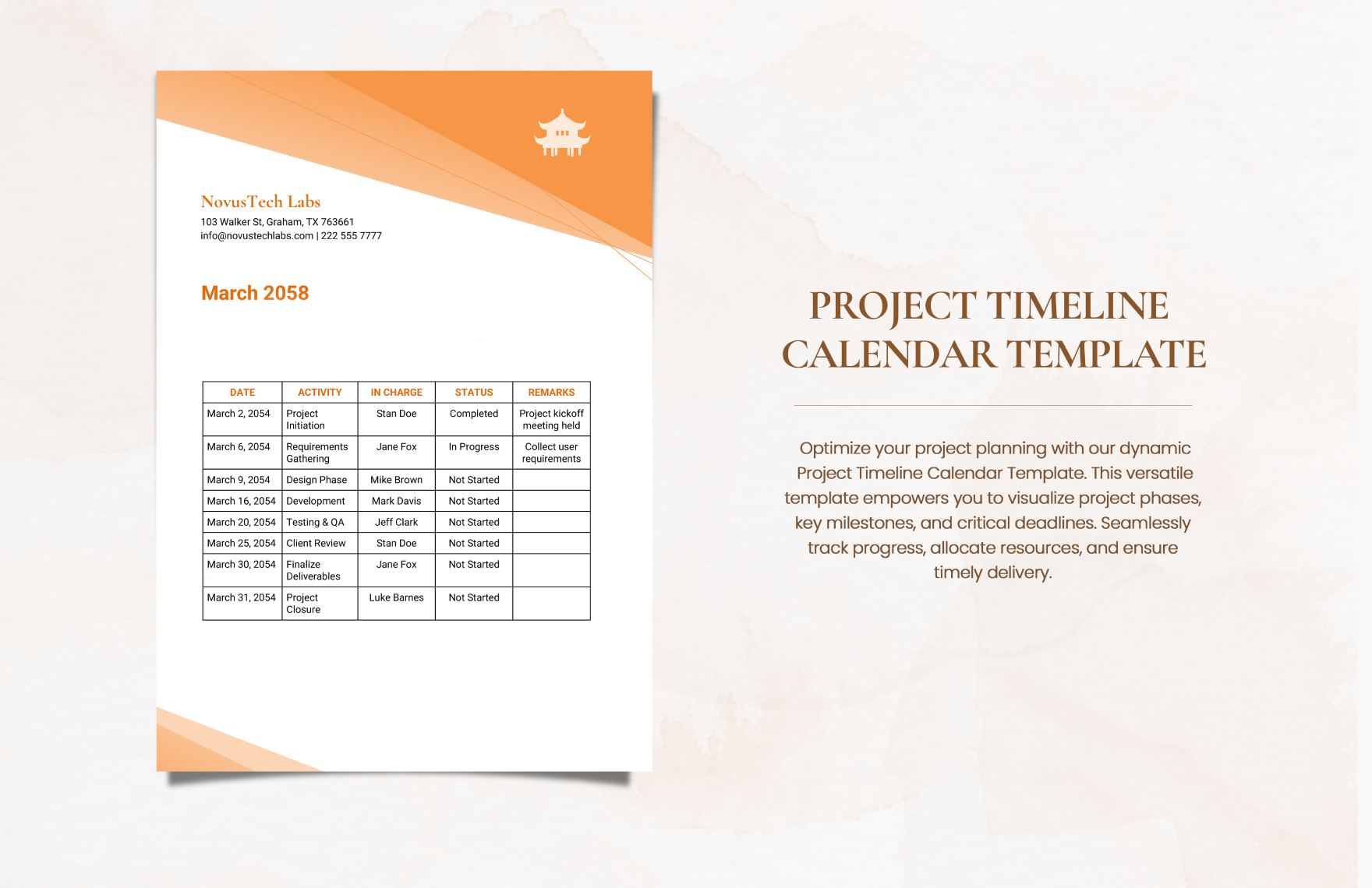 Project Event Calendar Template Google Docs Word Apple Pages