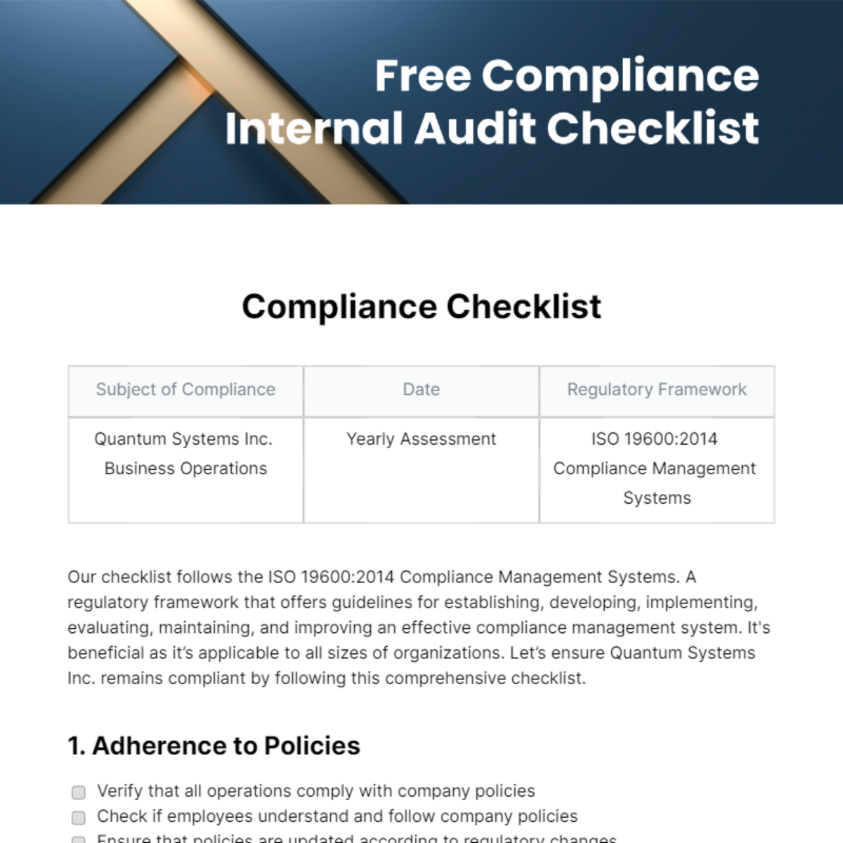 FREE Compliance Checklist Templates & Examples - Edit Online & Download ...