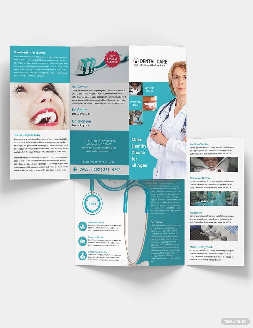 Dental Care A3 Brochure Template