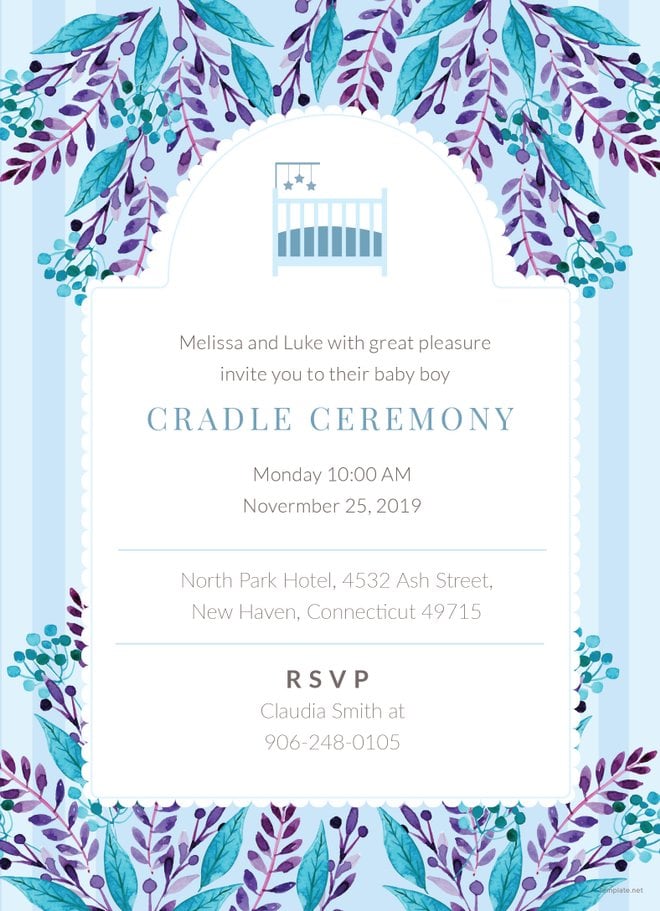 Cradle Ceremony Invitation Template in Adobe Illustrator, Microsoft