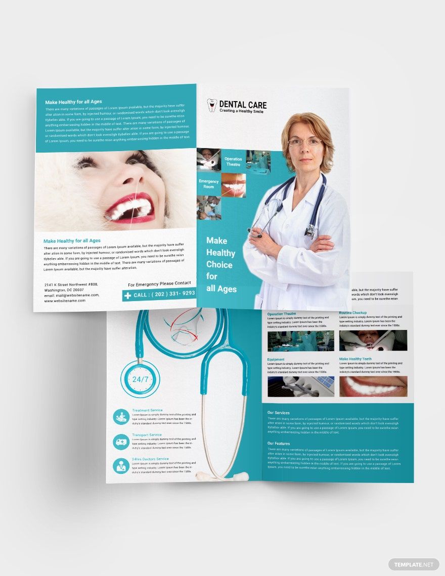 Dental Care A4 Brochure Template