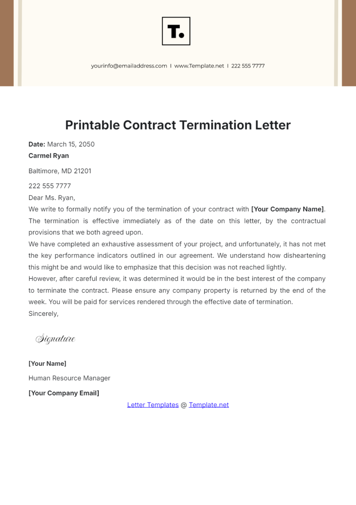 Termination Of Employment Letter Template South Africa Infoupdate