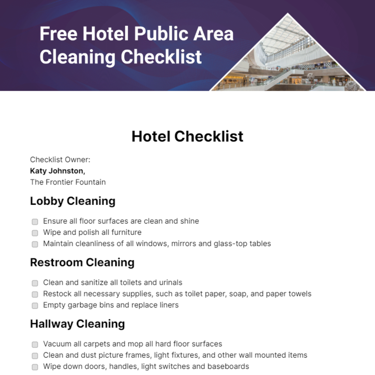 FREE Hotel Checklist - Edit Online & Download | Template.net