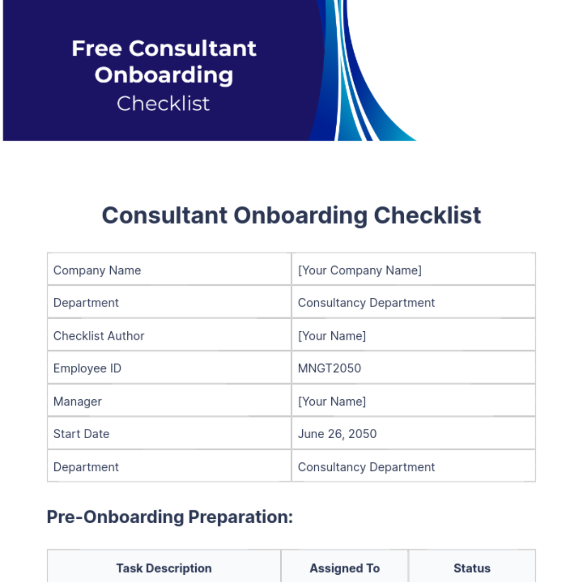 Free Consultant Onboarding Checklist Template