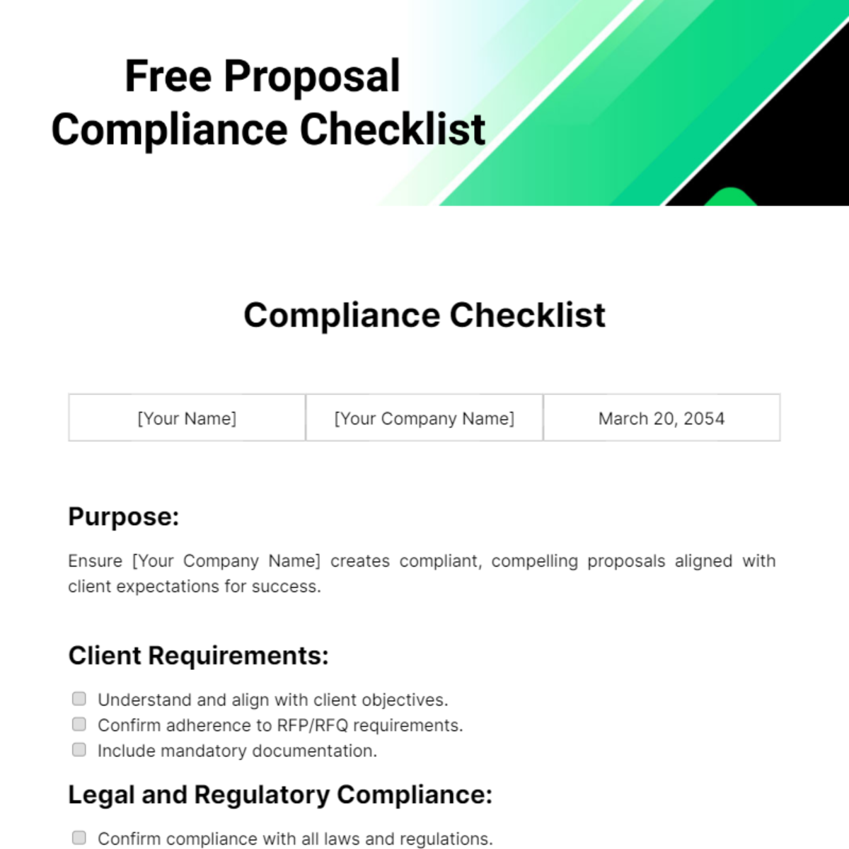 Proposal Compliance Checklist Template