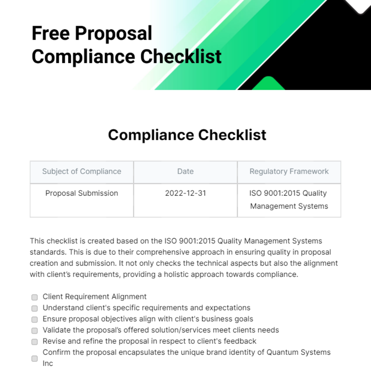 FREE Compliance Checklist Templates Examples Edit Online Download   Proposal Compliance Checklist Edit Online 