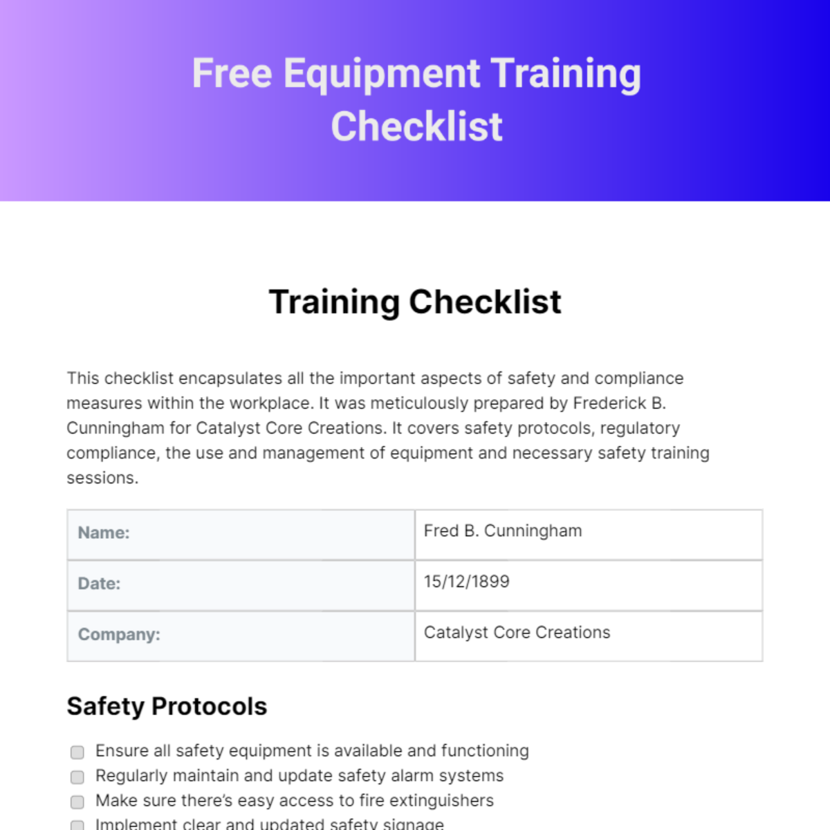 FREE Training Checklist Templates & Examples - Edit Online & Download ...