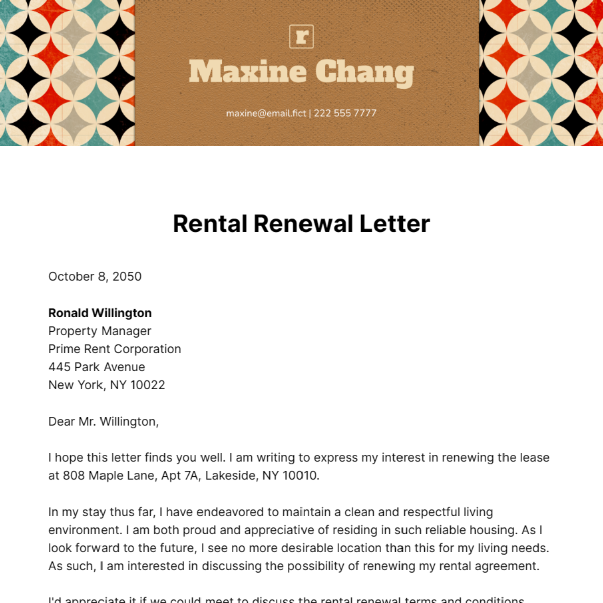Rental Renewal Letter Template
