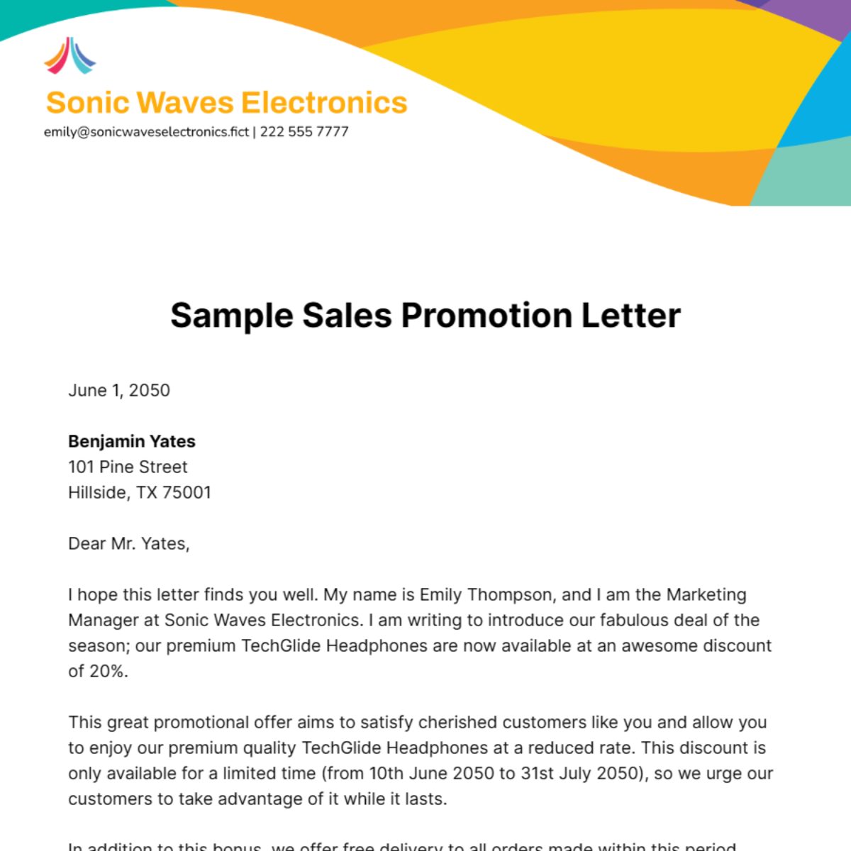 Sample Sales Promotion Letter Template