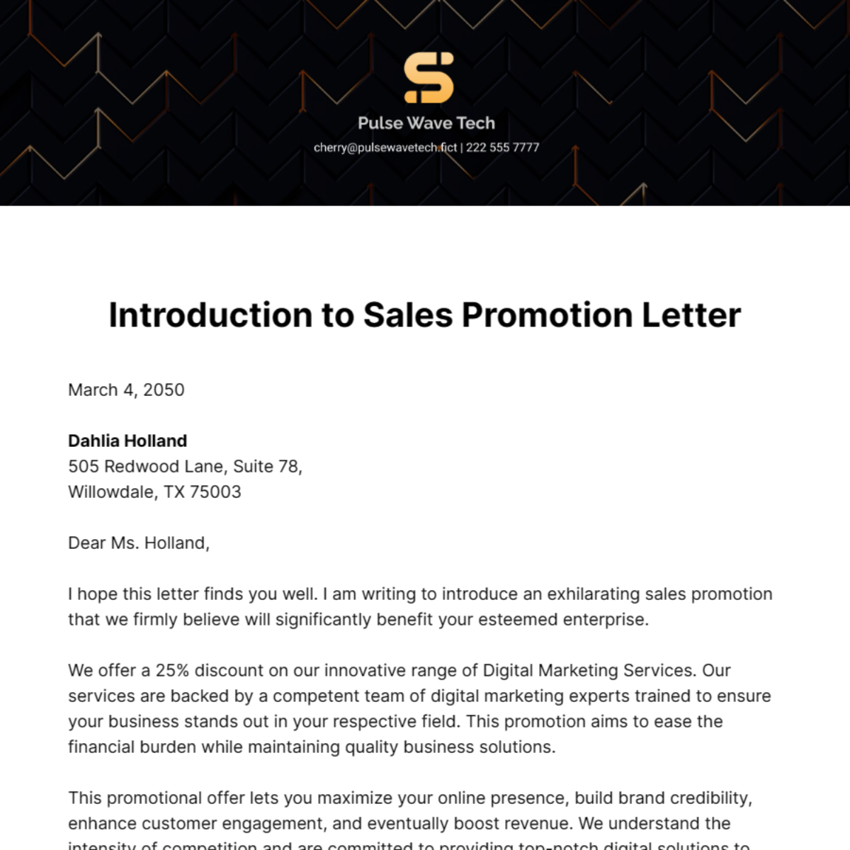 Introduction to Sales Promotion Letter Template