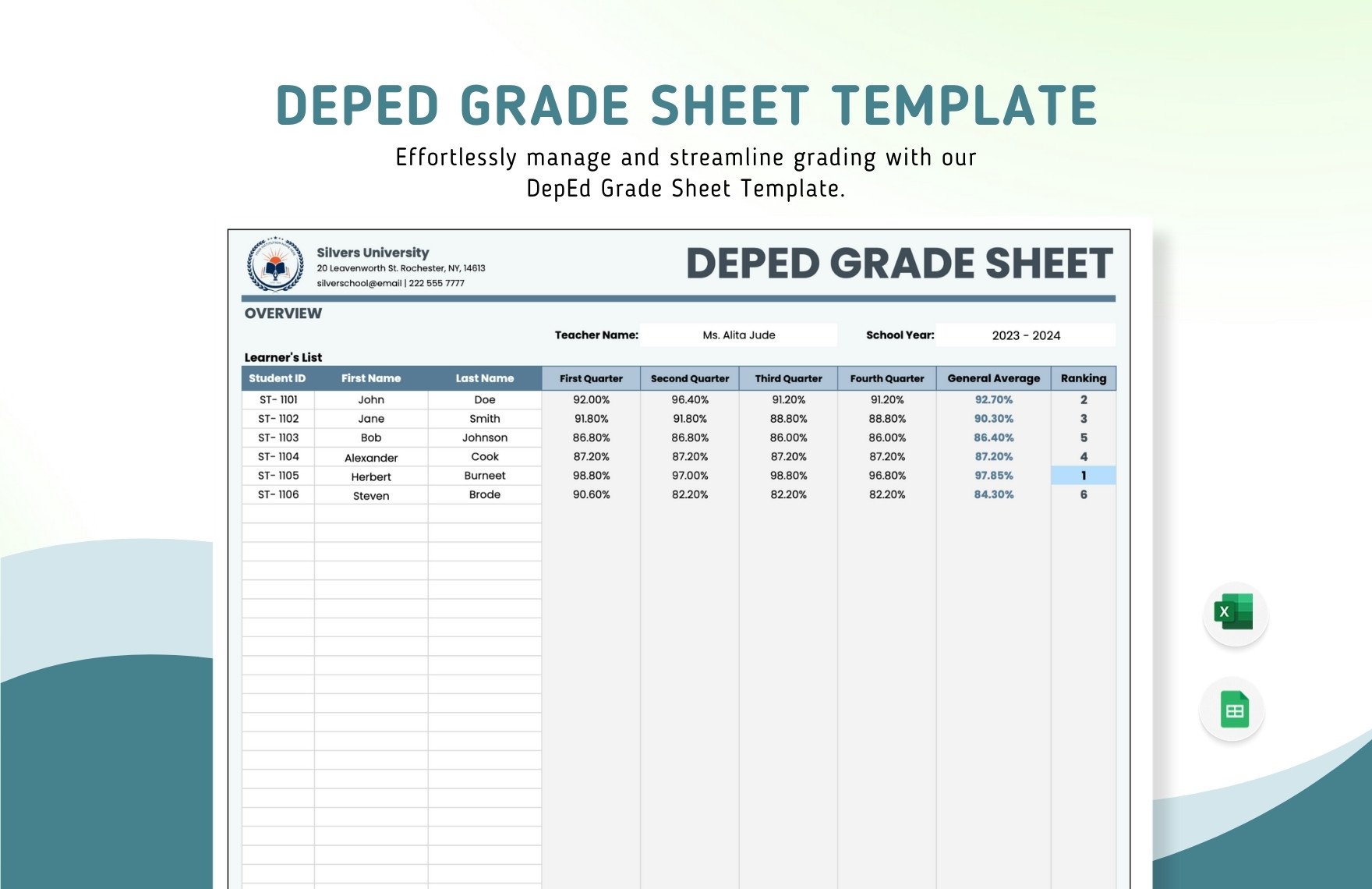 Deped Grade Sheet Template