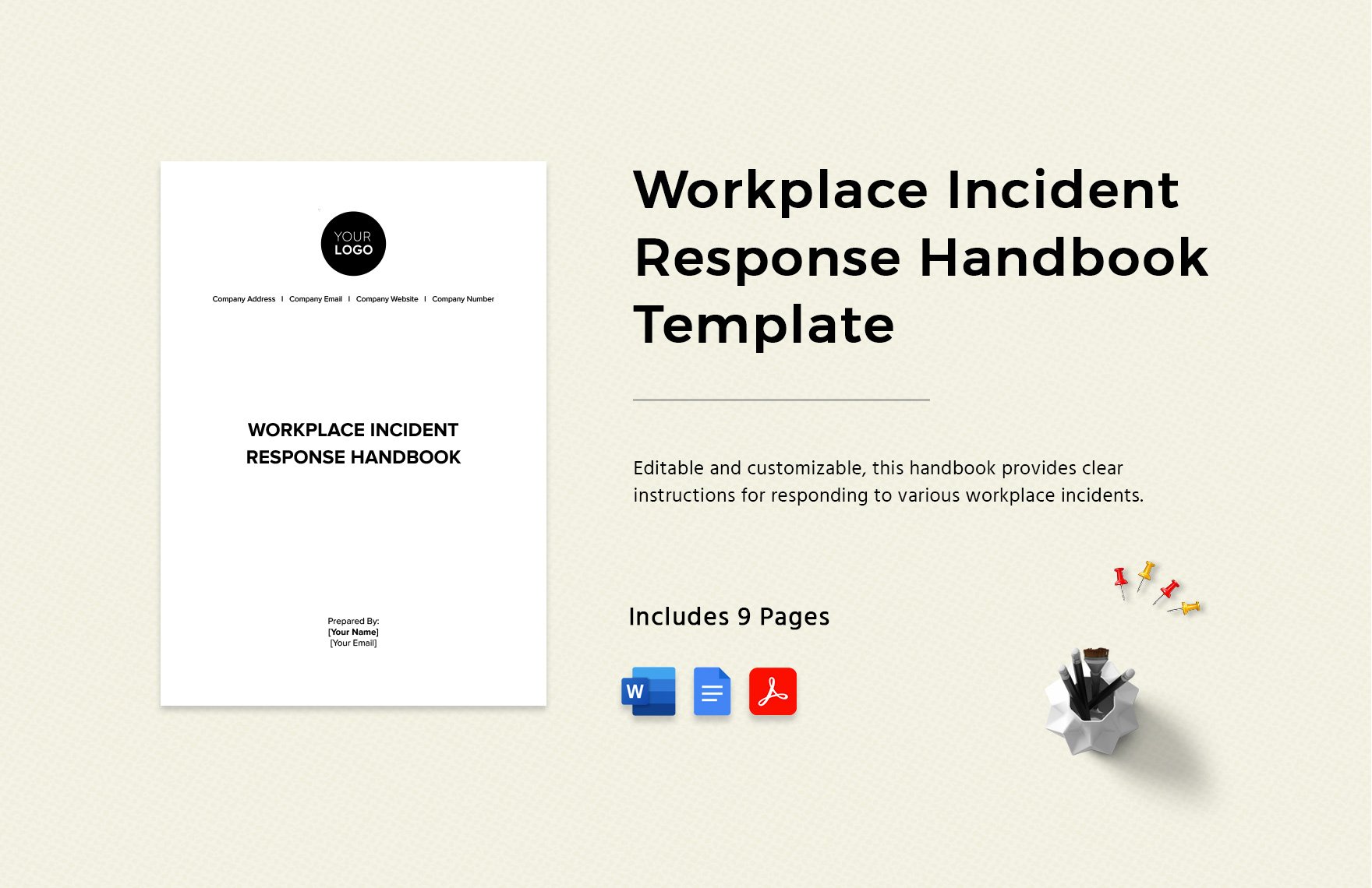 Workplace Incident Response Handbook Template in Word, Google Docs, PDF