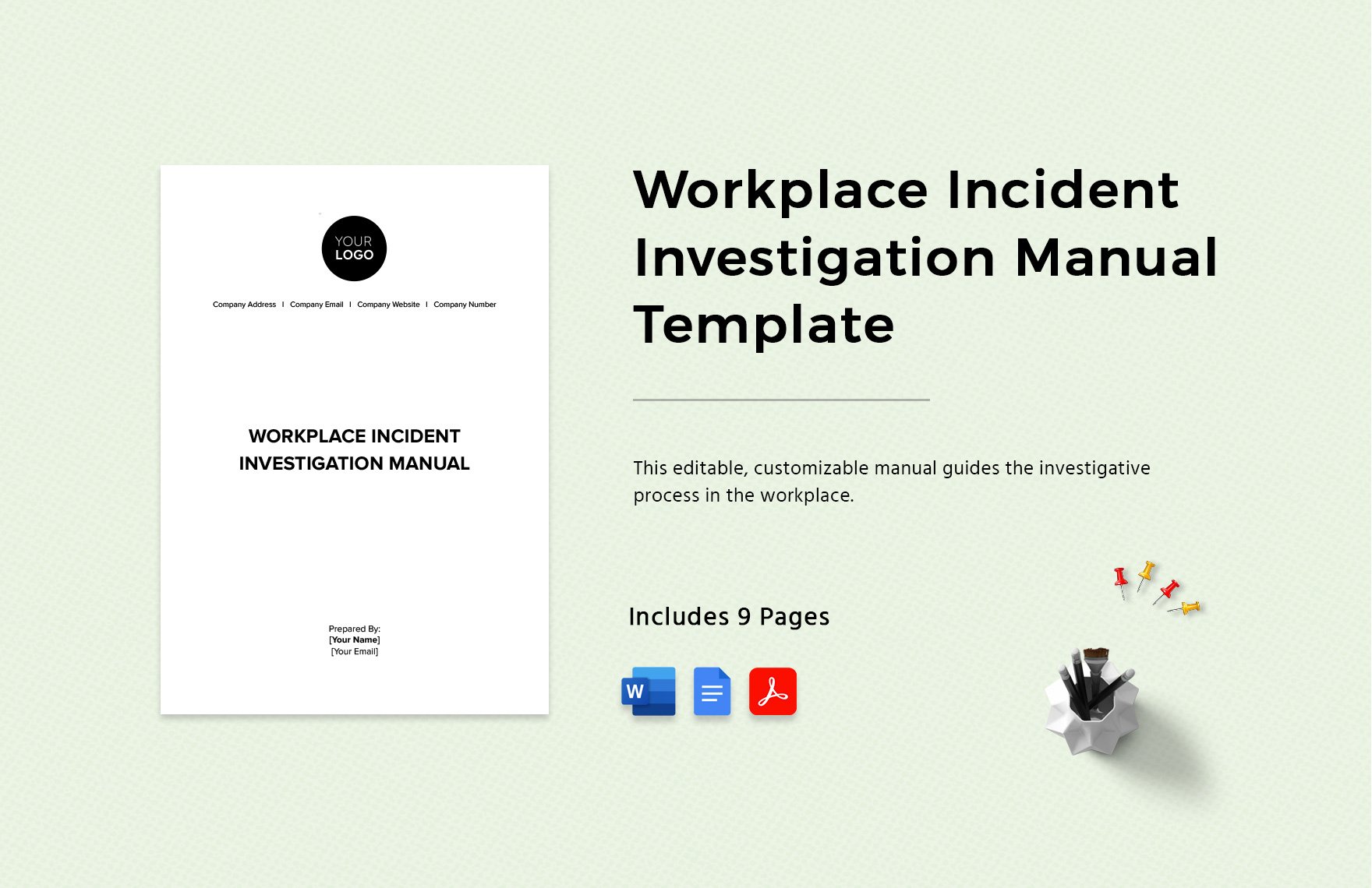 Workplace Incident Investigation Manual Template in Word, Google Docs, PDF