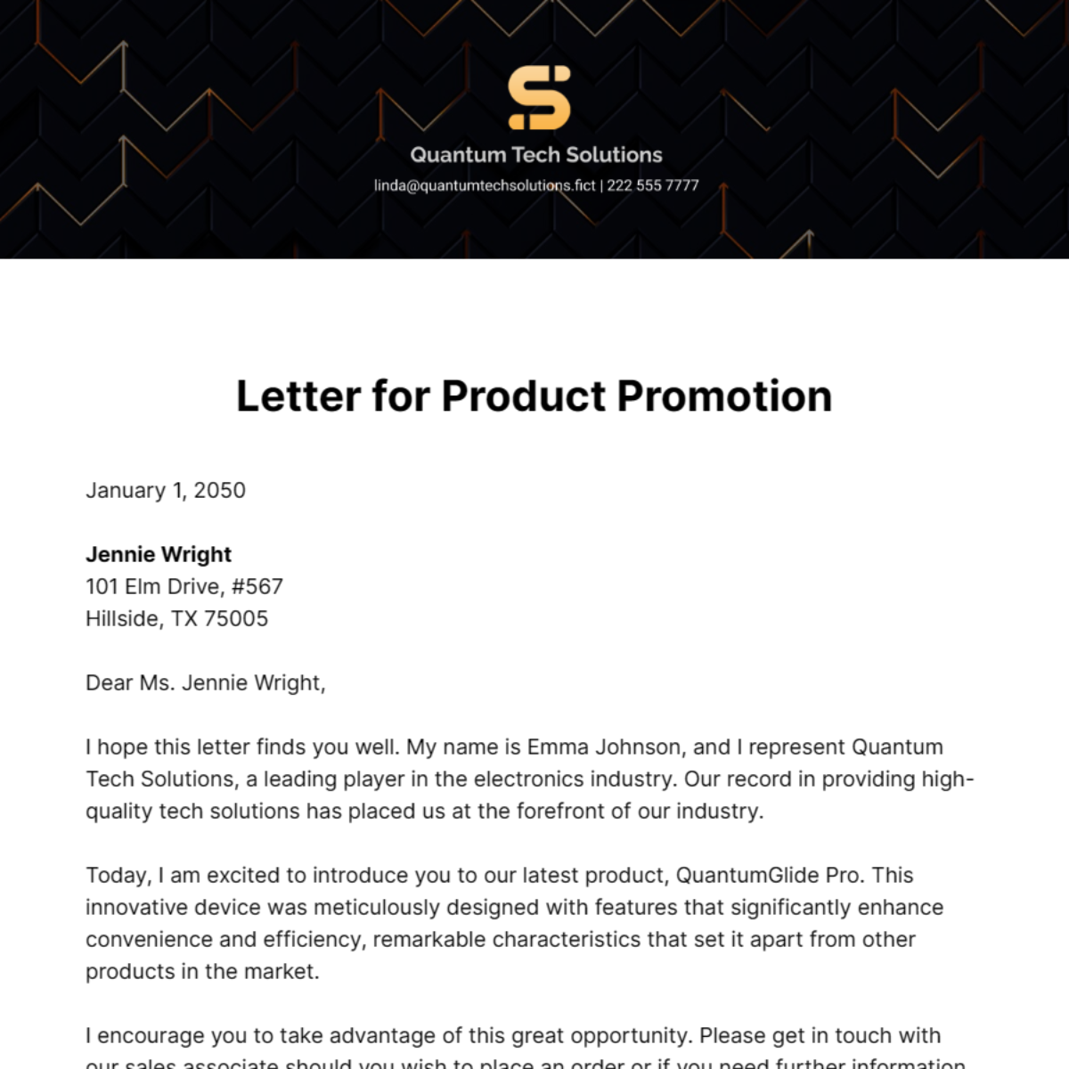 Free Letter for Product Promotion Template