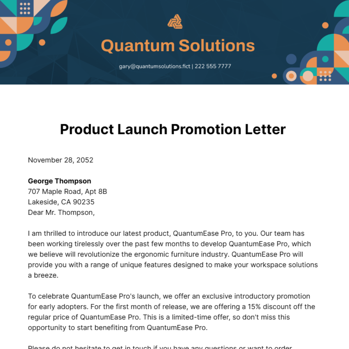 Free Product Launch Promotion Letter Template