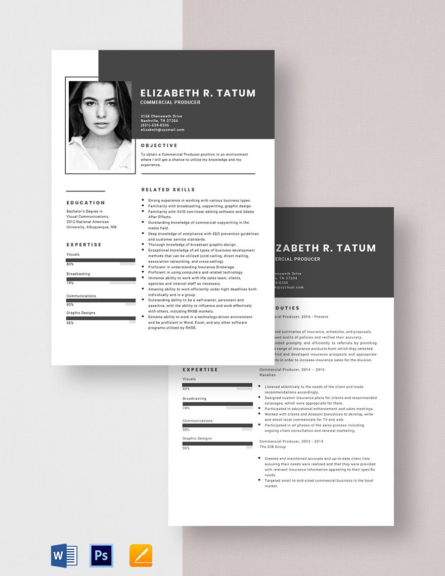 Commercial Producer Resume