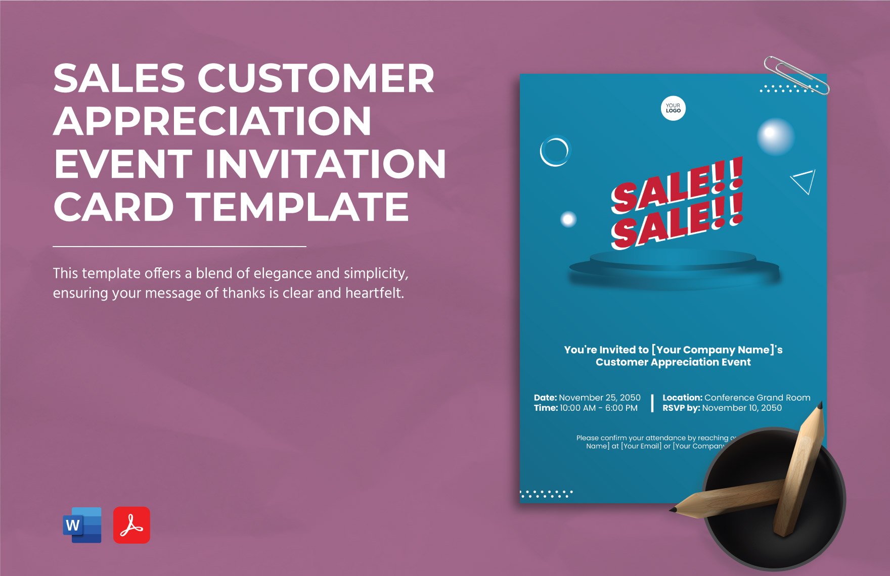 Sales Customer Appreciation Event Invitation Card Template