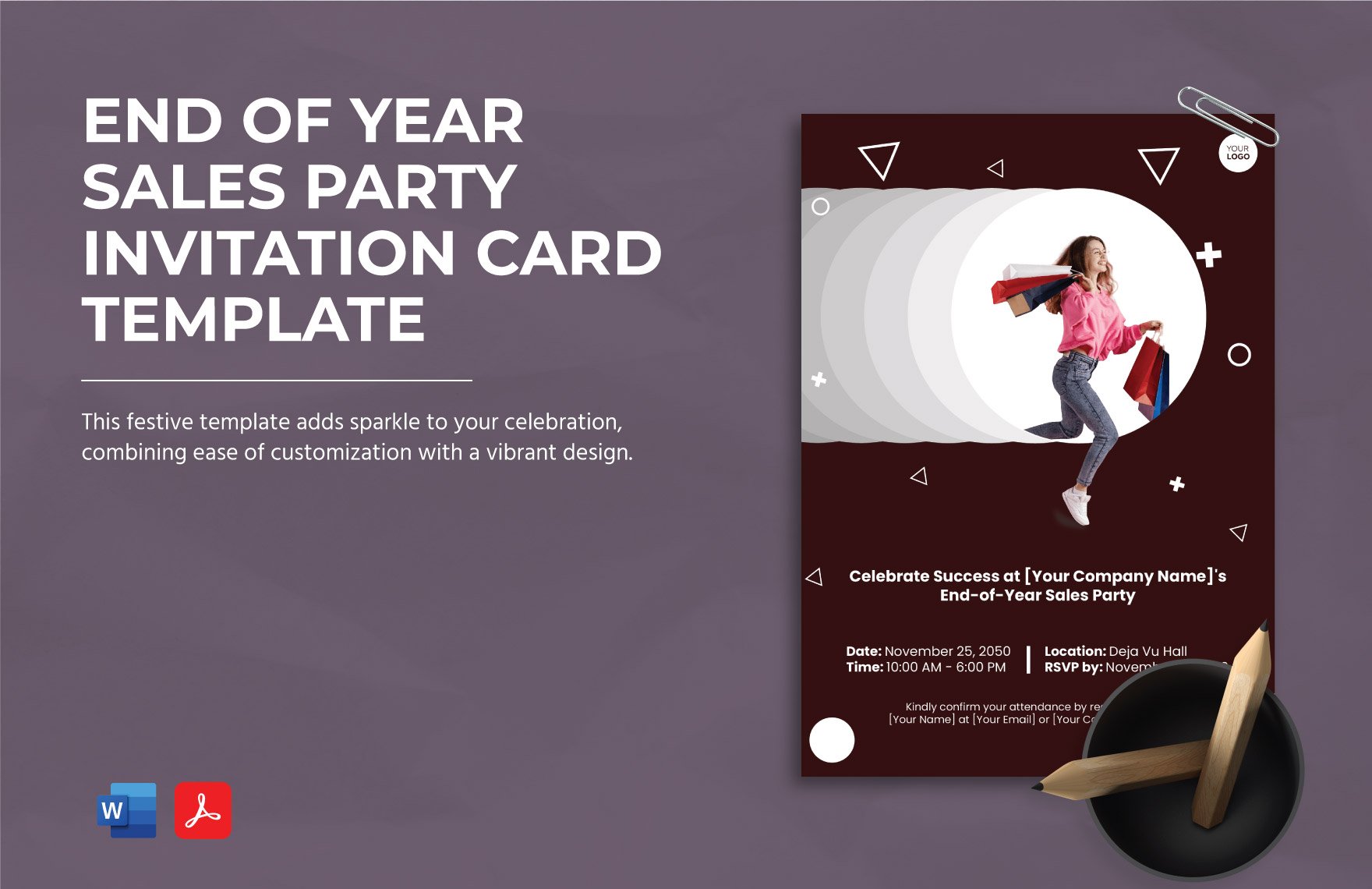 End of Year Sales Party Invitation Card Template