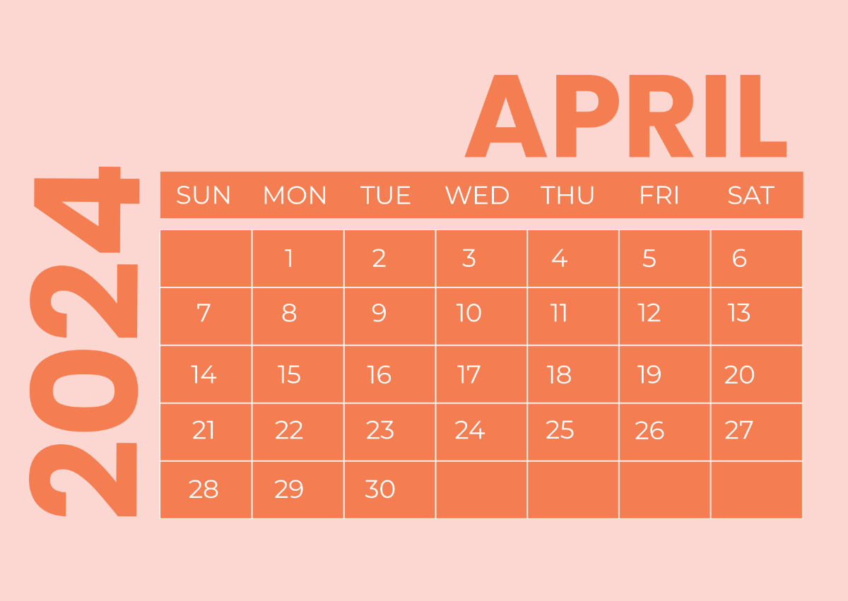 April Calendar 2024 Federal Holidays Template