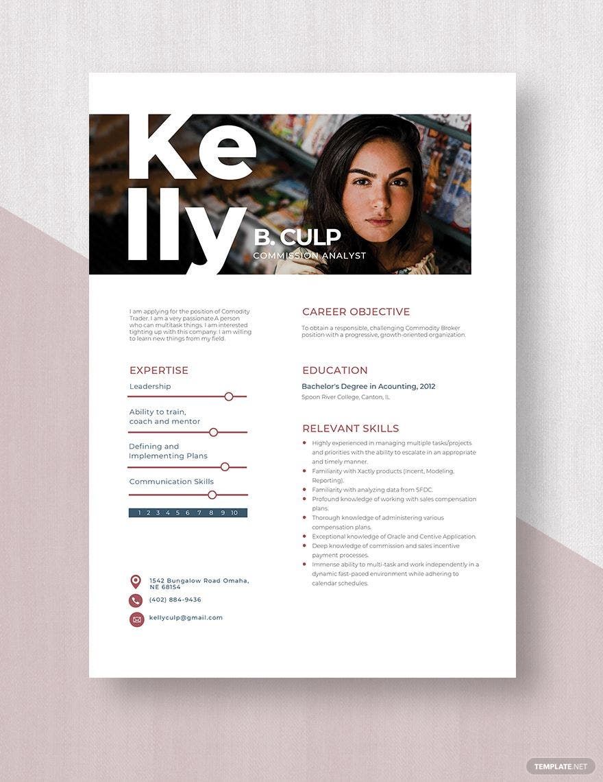 Free Commission Analyst Resume Template