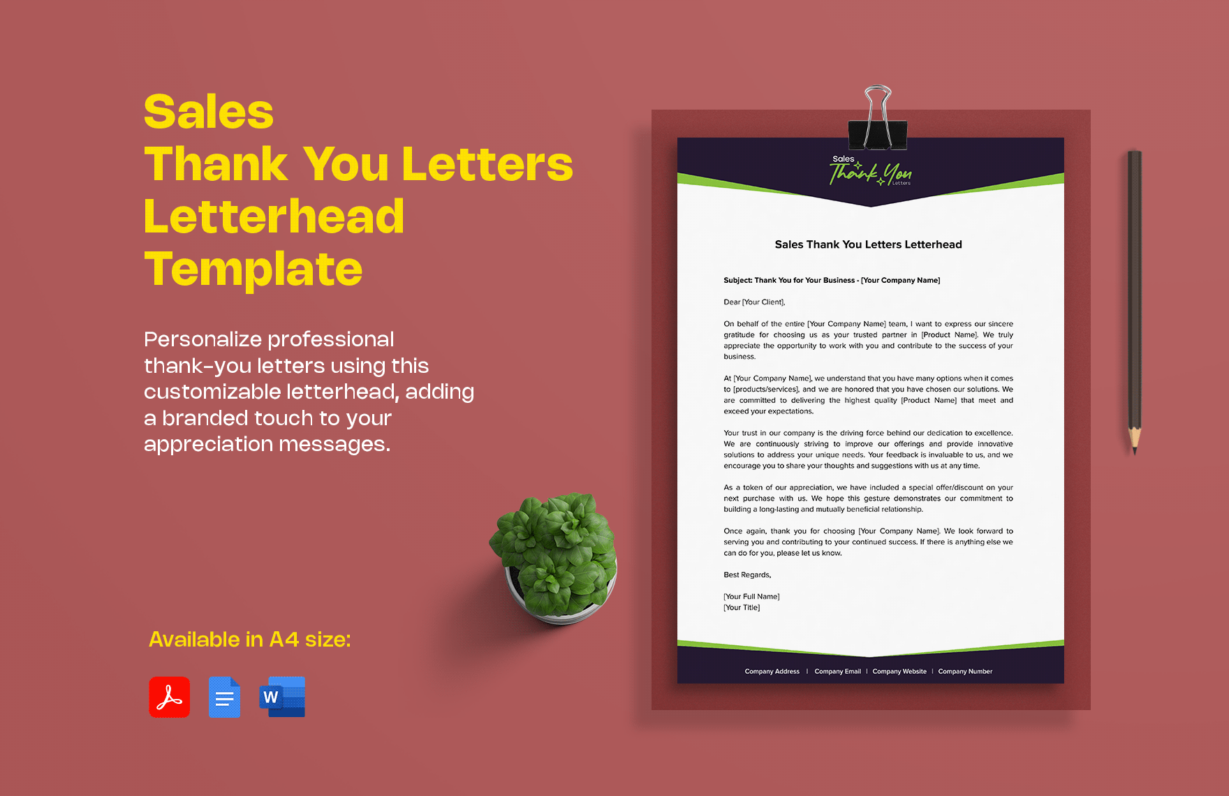 Sales Thank You Letters Letterhead Template