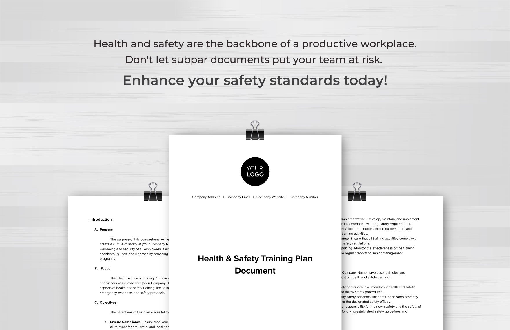 Health & Safety Training Plan Document Template
