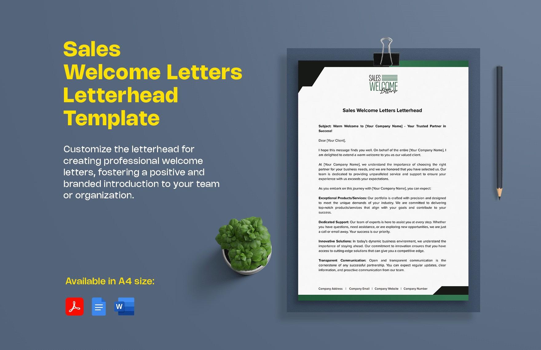 Sales Welcome Letters Letterhead Template