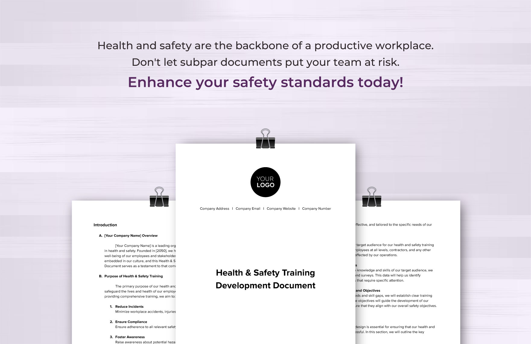 Health & Safety Training Development Document Template