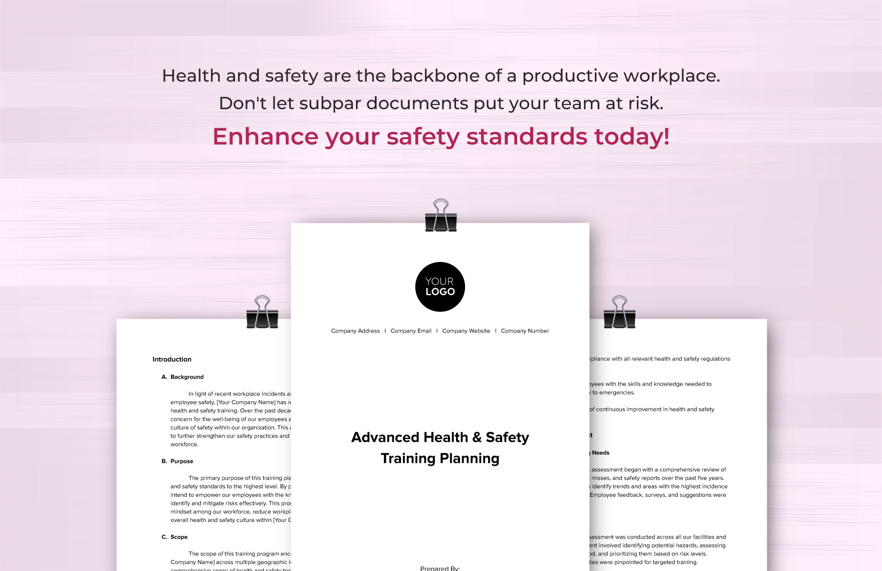 Advanced Health & Safety Training Planning Template