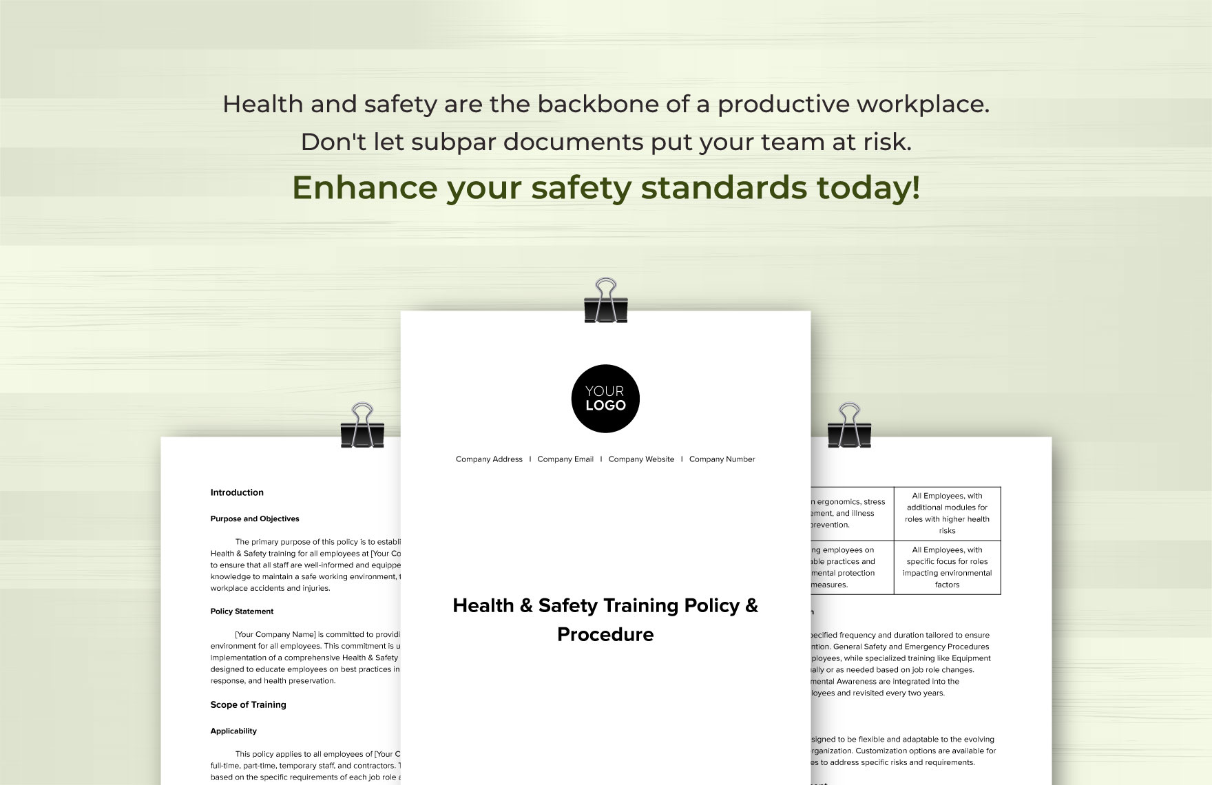 Health & Safety Training Policy & Procedure Template