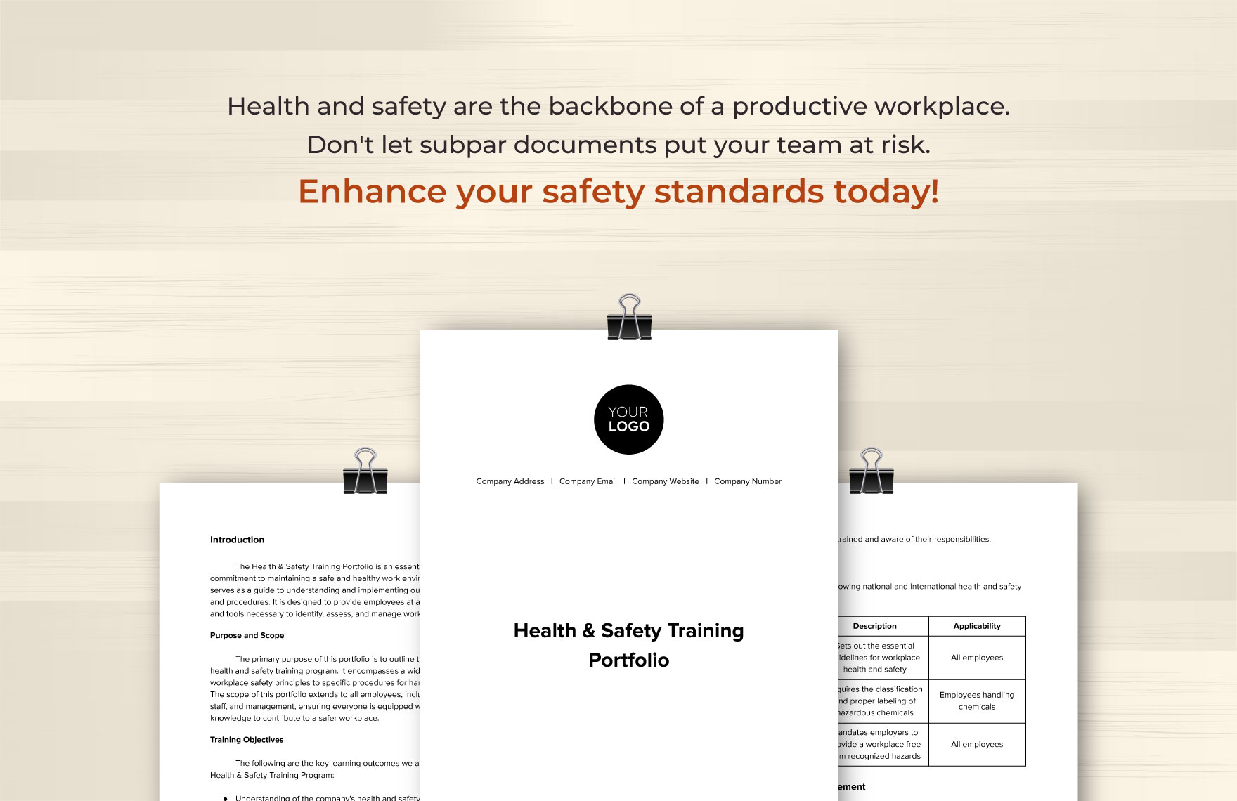 Health & Safety Training Portfolio Template