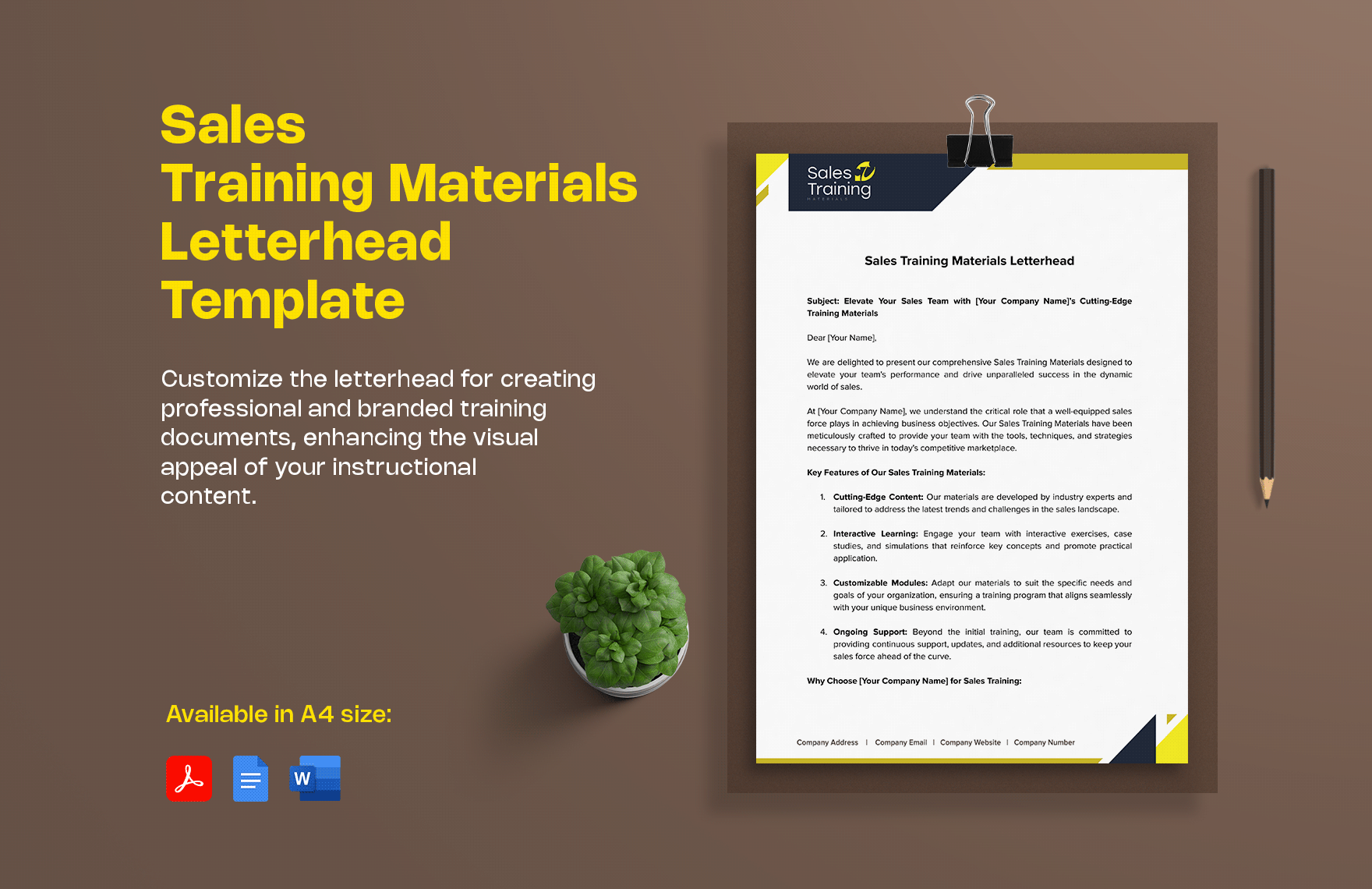 Sales Training Materials Letterhead Template