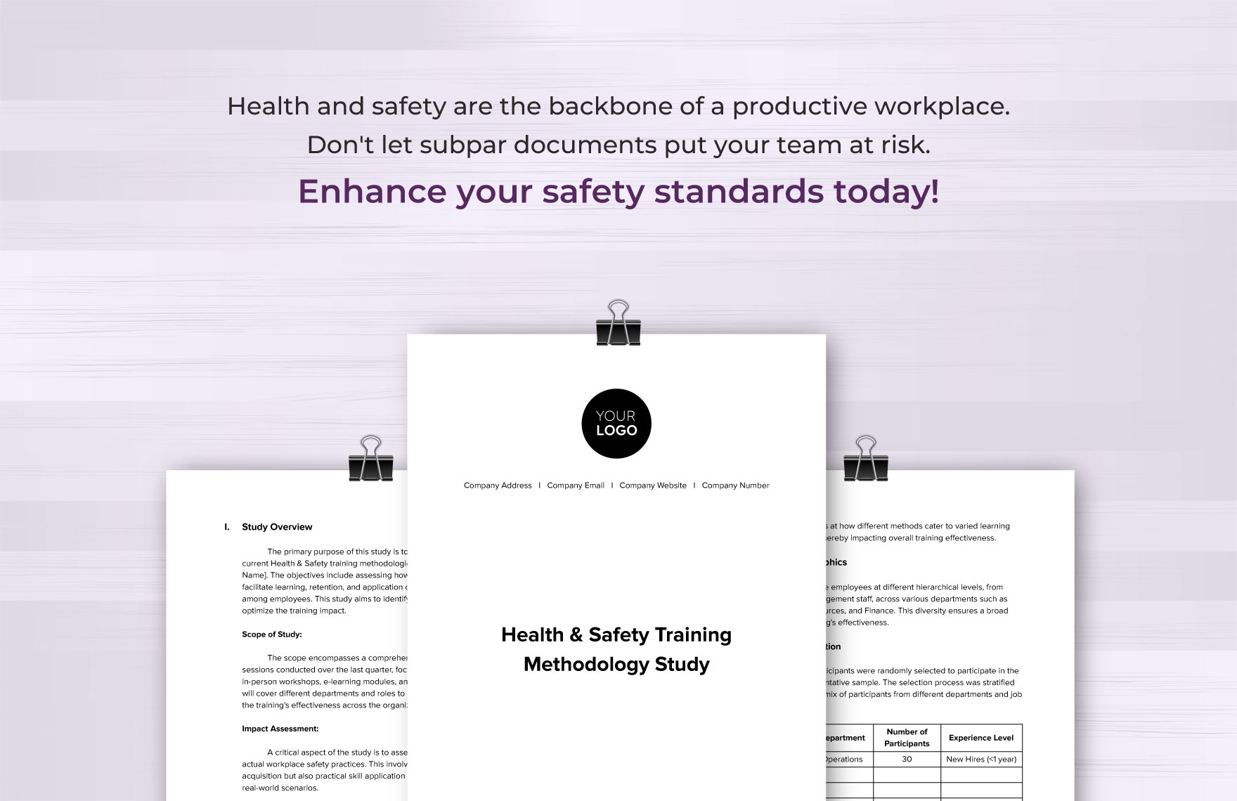 Health & Safety Training Methodology Study Template