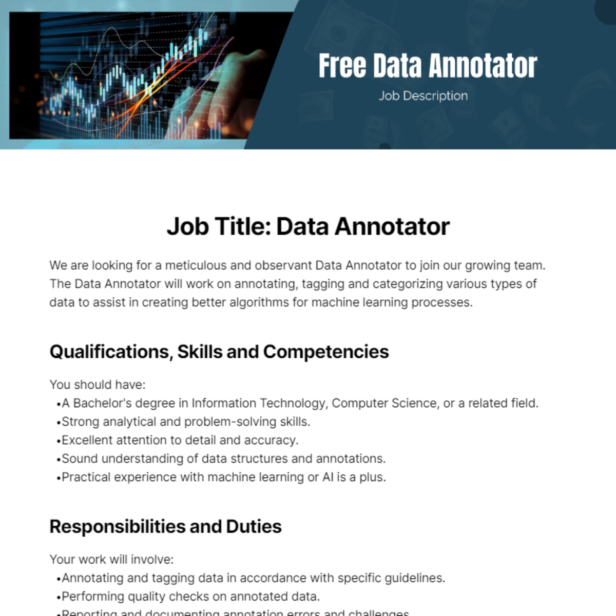 Free Data Annotator Job Description Template To Edit Online