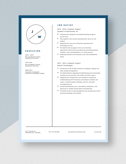 Computer Support Resume  Template