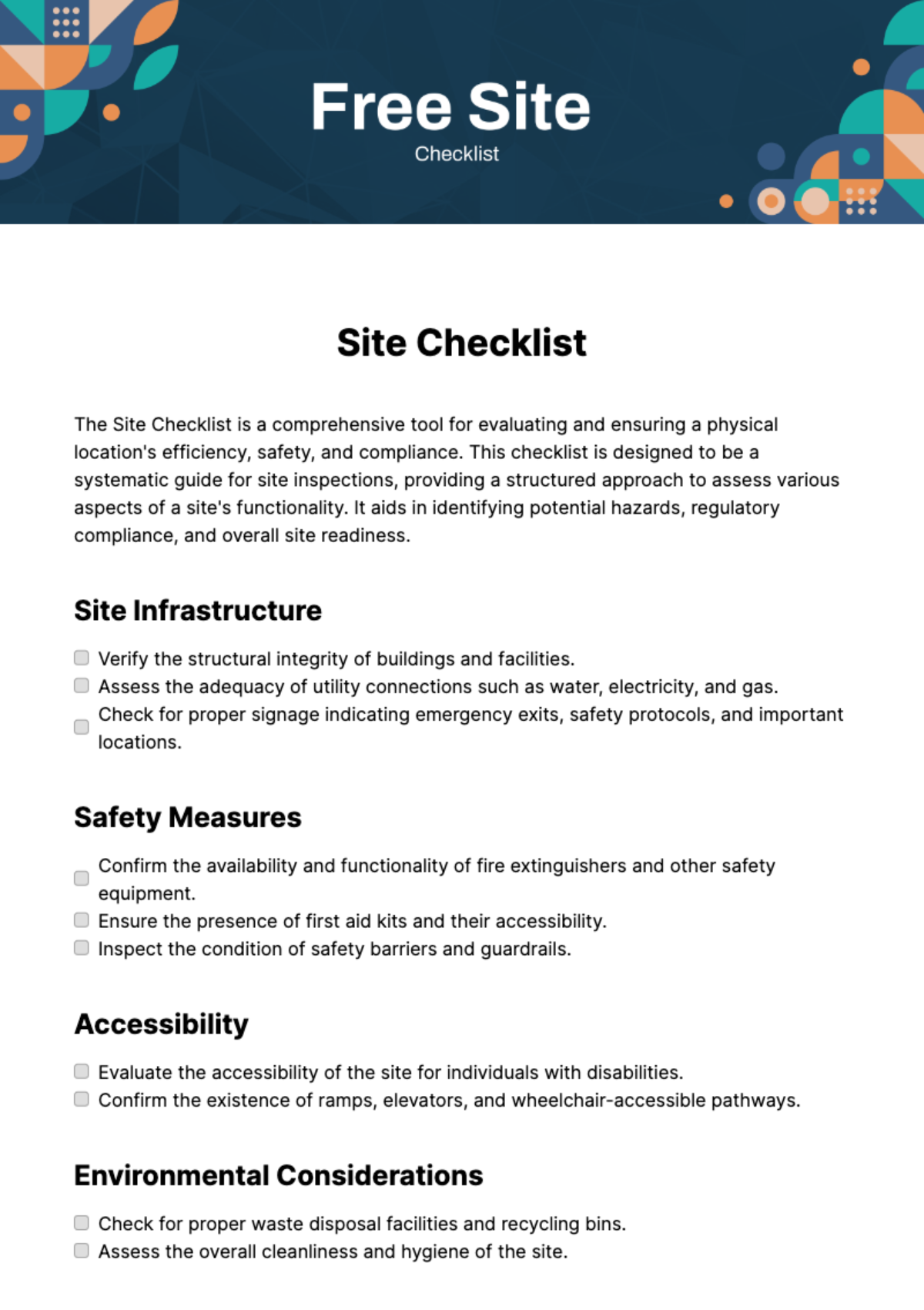 FREE Site Checklist Templates Examples Edit Online Download FREE Site Checklist Templates Examples Edit Online Download