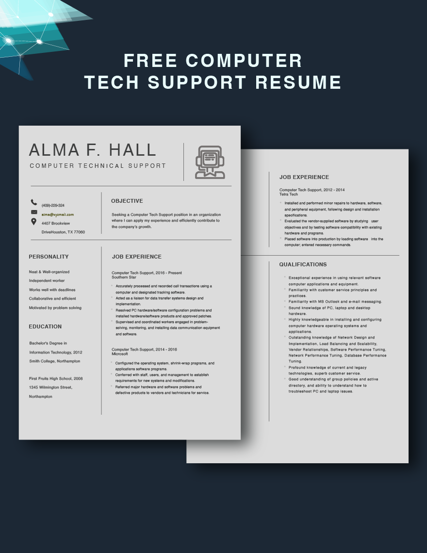 Computer Tech Support Resume