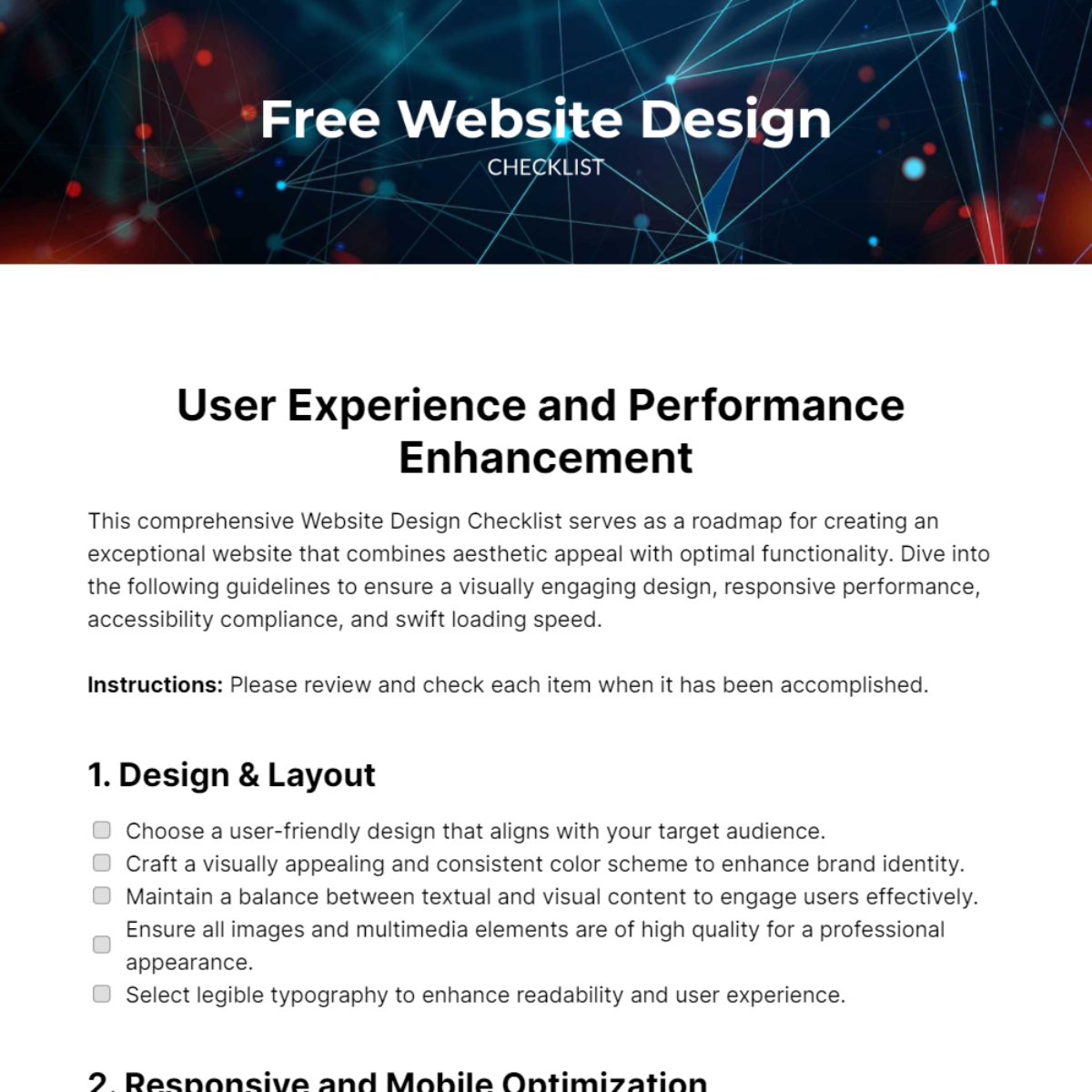 Free Website Design Checklist Template