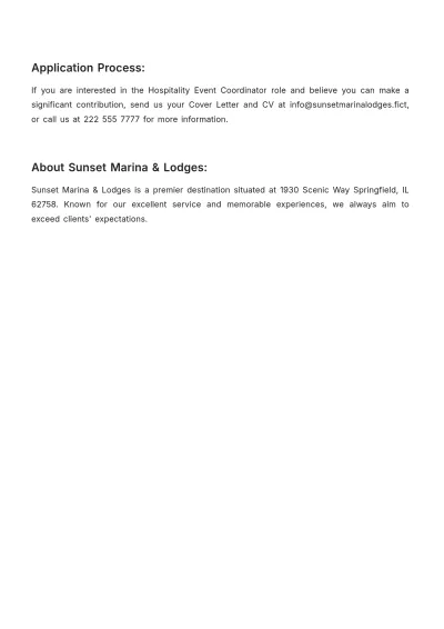 Free Hospitality Event Coordinator Job Description Template to Edit Online