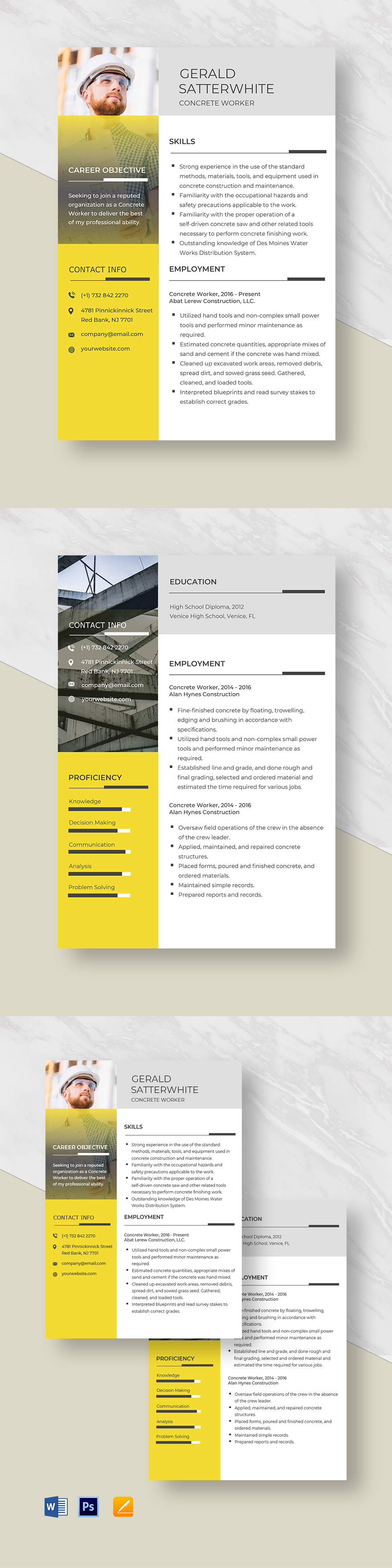 Free Concrete Foreman Resume Template - Concrete Worker Resume Template 1