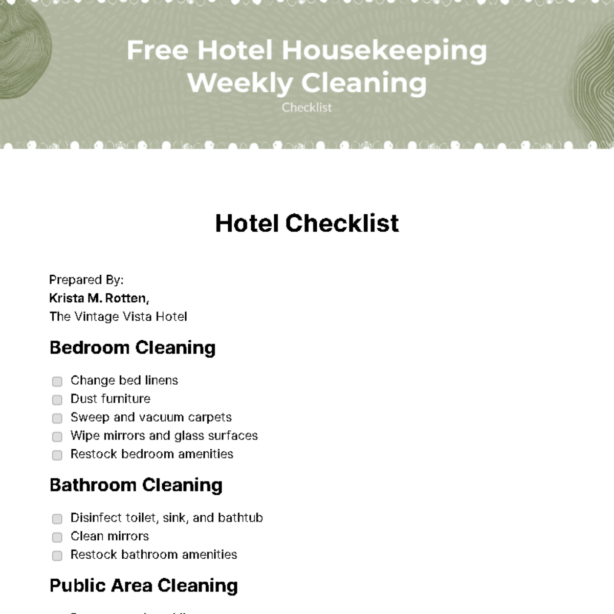 FREE Hotel Checklist Templates & Examples Edit Online & Download