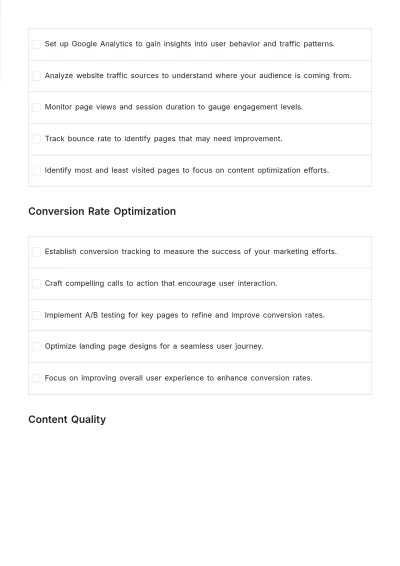Free Website Marketing Evaluation Checklist Template to Edit Online