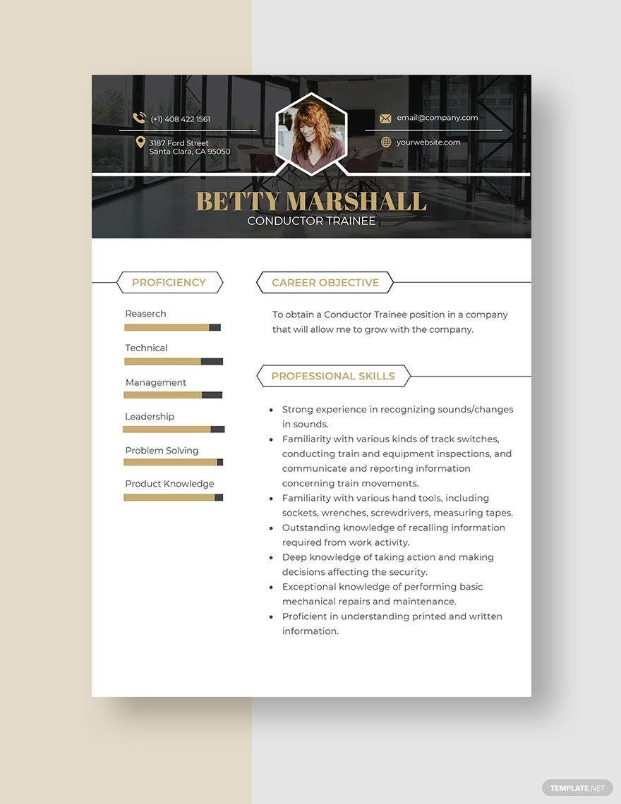 Free Conductor Trainee Resume Template
