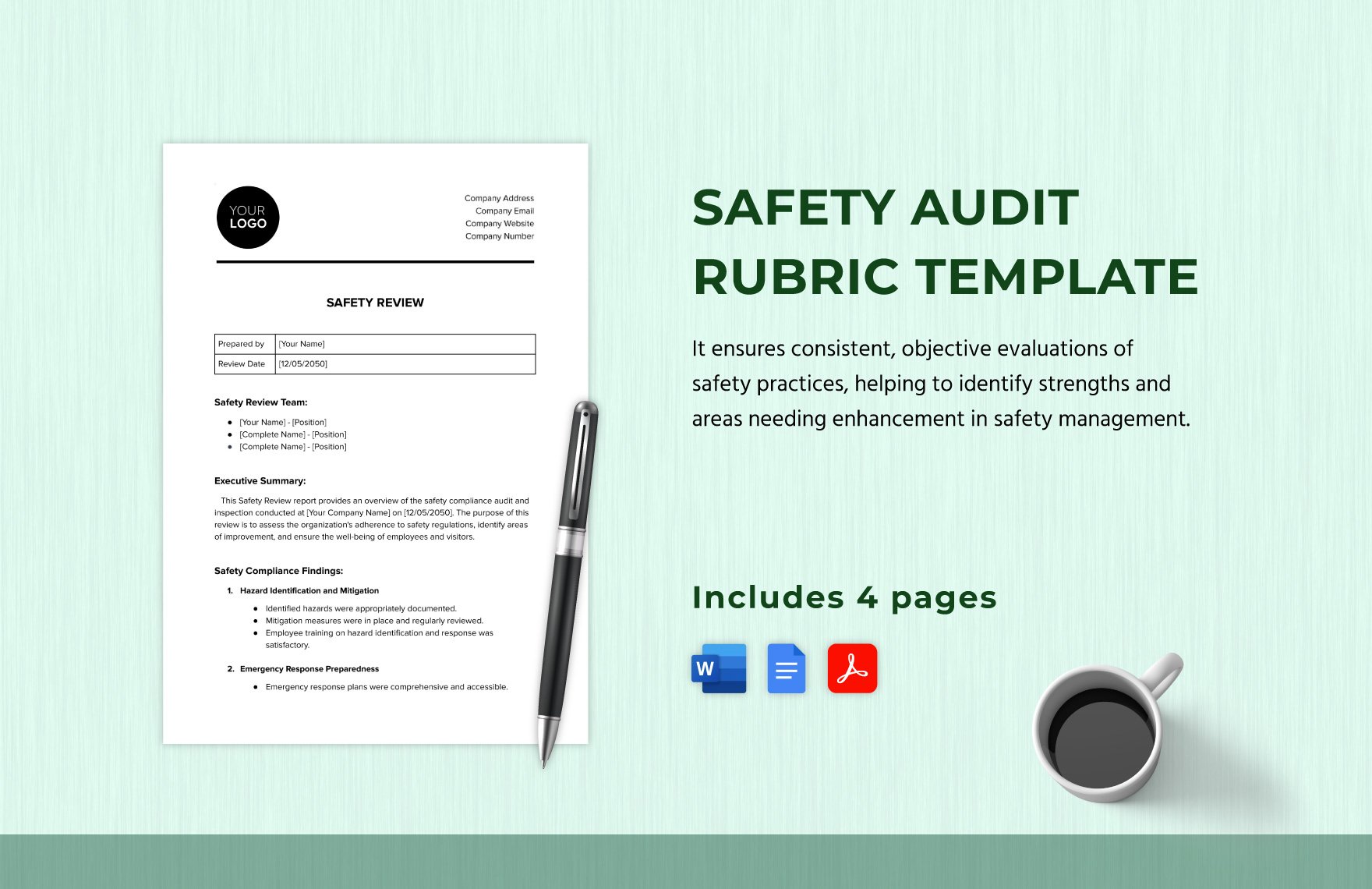 Safety Audit Rubric Template in Word, Google Docs, PDF