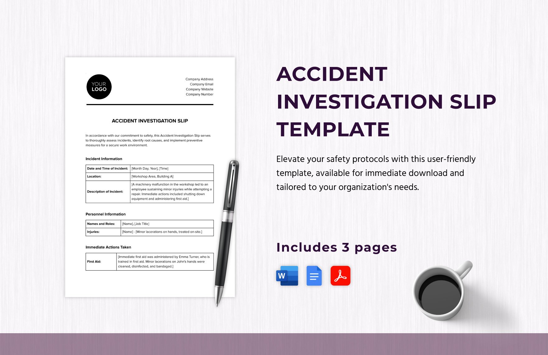 Accident Investigation Slip Template in Word, Google Docs, PDF